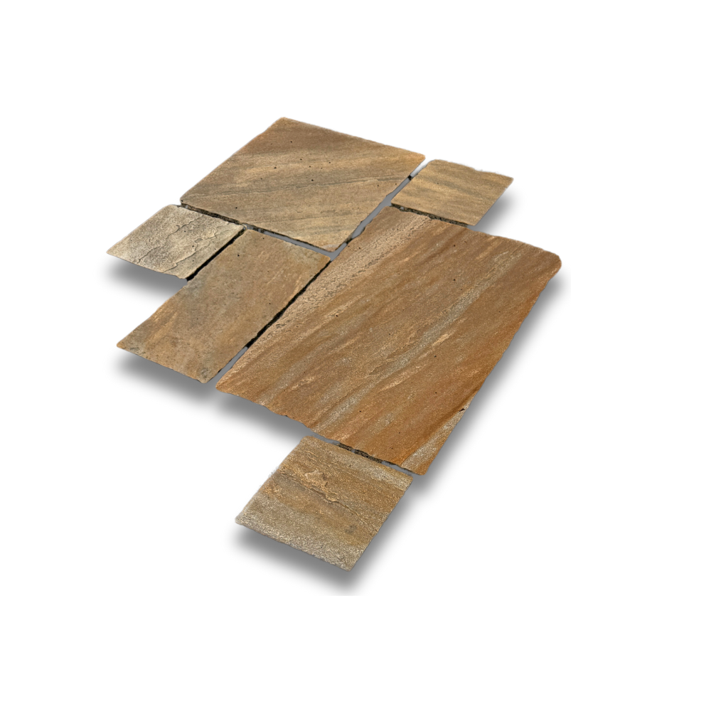 Bodenplatten Quarzit San Tome, spaltrau, handbekantet