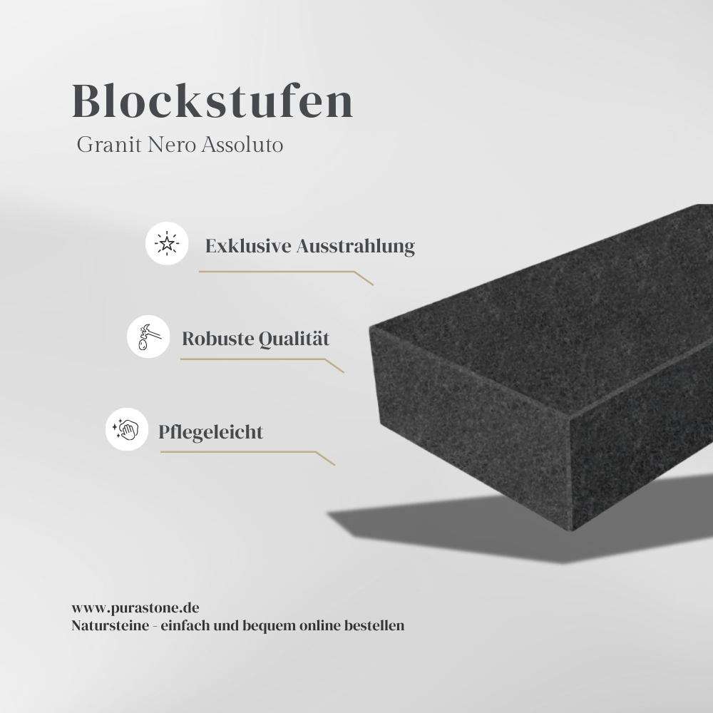 Blockstufen Granit Nero Assoluto