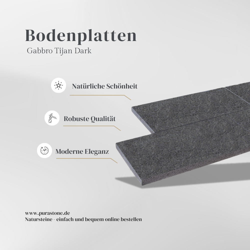 Bodenplatten Gabbro Tijan Dark